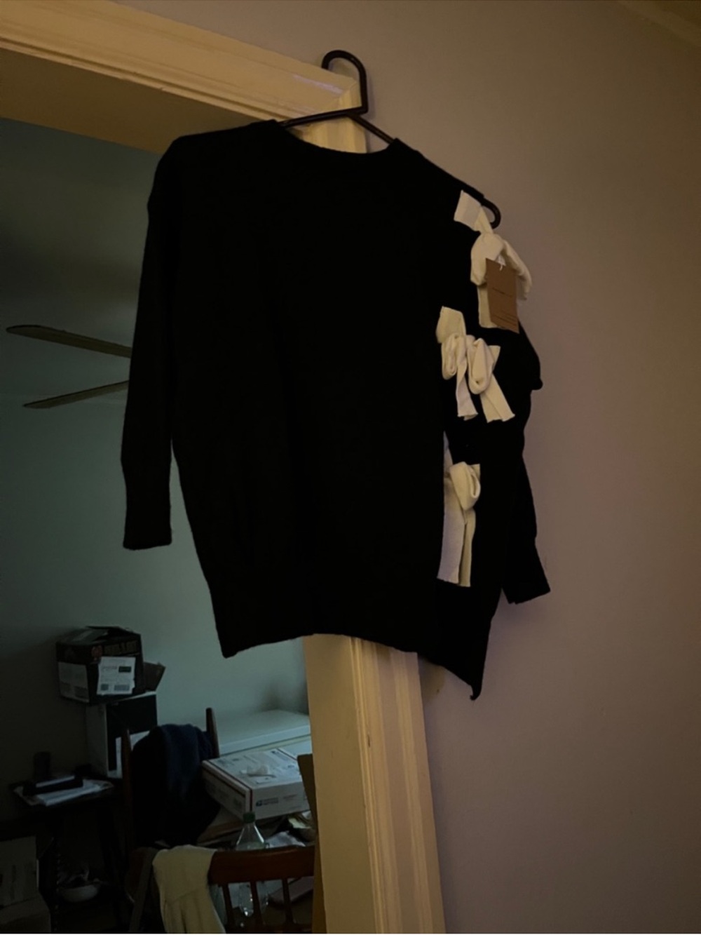 Black Women’s Bow-Accent Sweater - Classic Crewneck